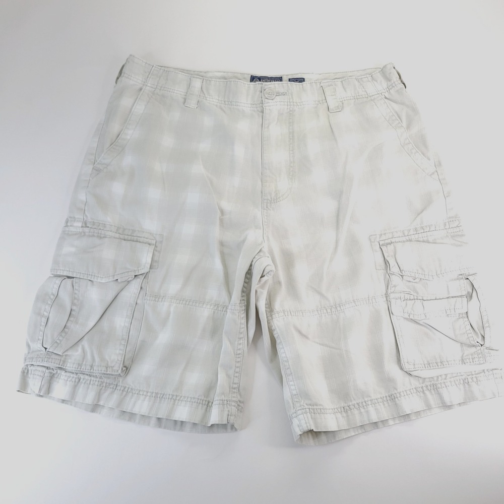 American Rag Cargo Shorts Mens‎ 38 x 11 White Checked Pattern Extra Length